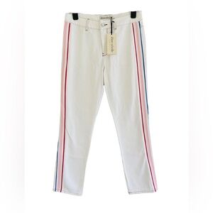 Etre Cecile Chic Designer Boot Cut Jeans with Multicolored Stripes (Size 25)